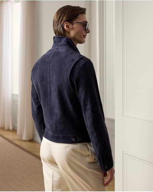 Ralph Lauren Blue Suede Jacket for men