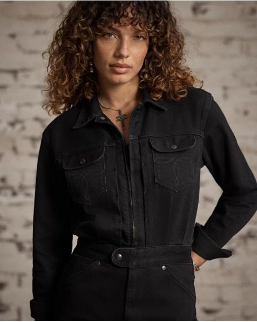 RRL Black Denim Western Coverall