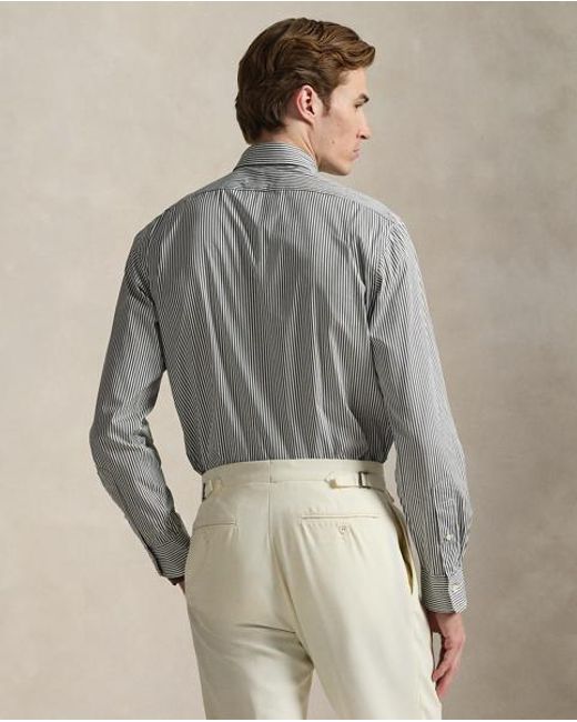 Polo Ralph Lauren Gray Custom Fit Striped Poplin Shirt for men
