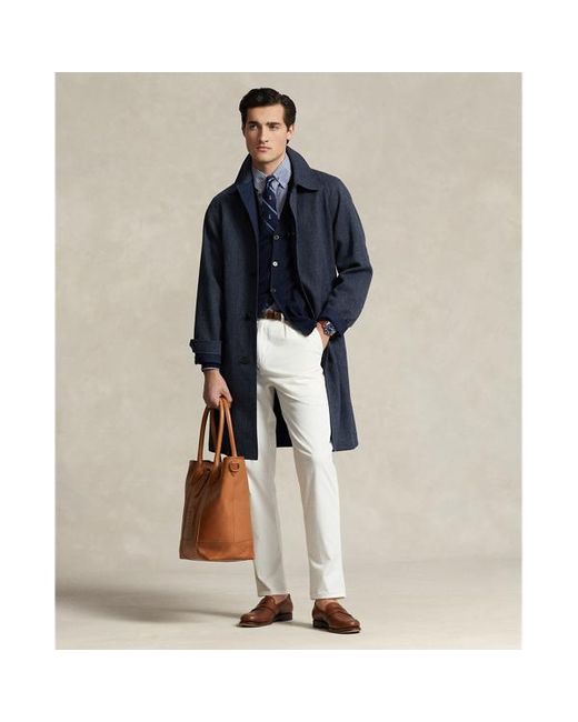 Polo Ralph Lauren Blue Reversible Tweed-poplin Balmacaan Coat for men