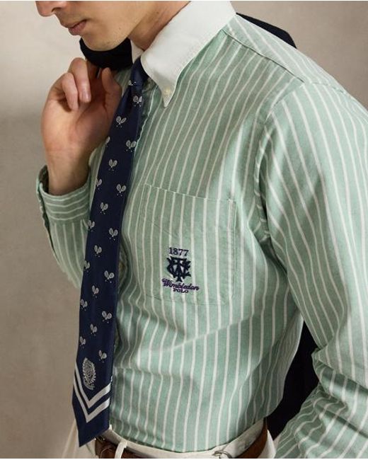 Polo Ralph Lauren Green Wimbledon Striped Oxford Shirt for men