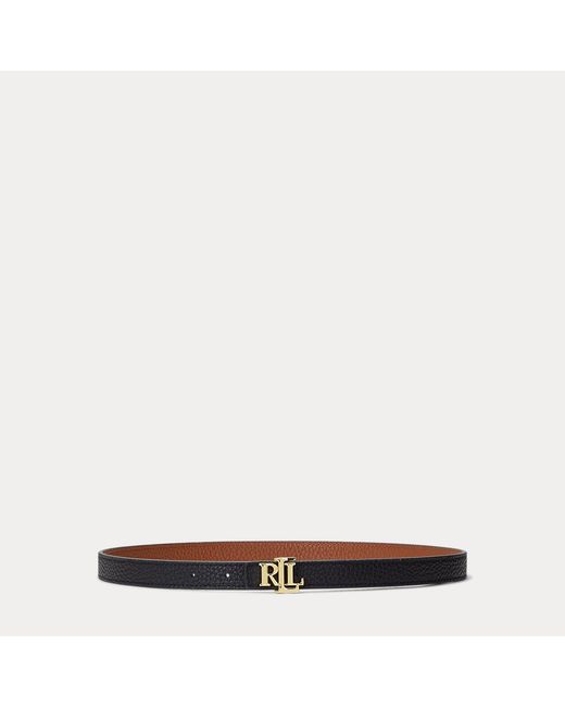 Ralph Lauren Multicolor Logo Reversible Leather Skinny Belt