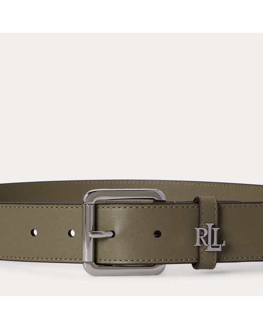 Ralph Lauren Green Logo-Keeper Leather Belt