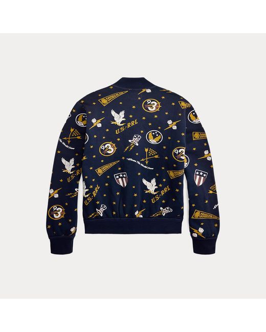 RRL Blue Fleece Graphic Jacket for men