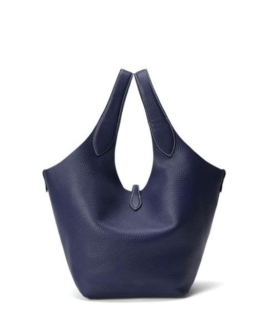 Polo Ralph Lauren Blue Polo Play Pebbled Leather Tote