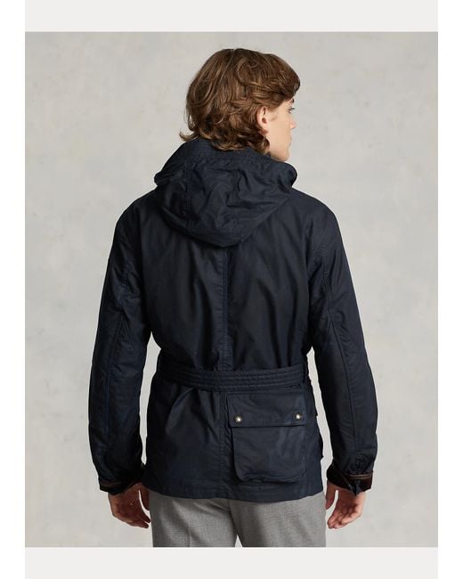 Polo Ralph Lauren Oilcloth Hooded Biker Jacket in Black for Men Lyst UK