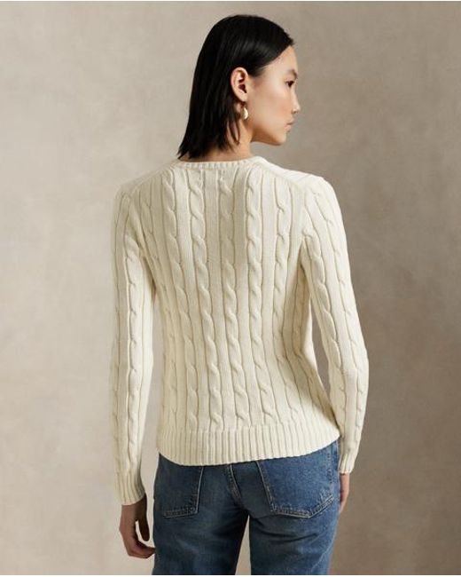 Polo Ralph Lauren Natural Cable Wool-Cashmere Crewneck Sweater