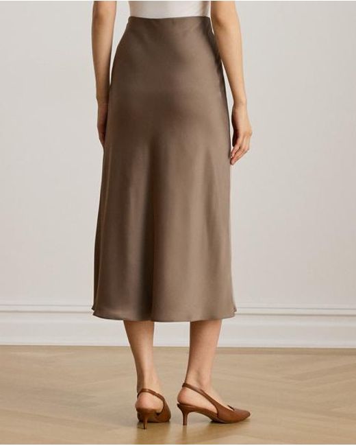 Falda Midi De Charmeuse De Raso Ralph Lauren de color Brown