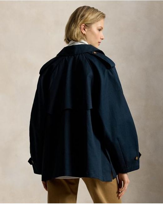 Polo Ralph Lauren Blue Balloon Cotton Twill Trench Coat