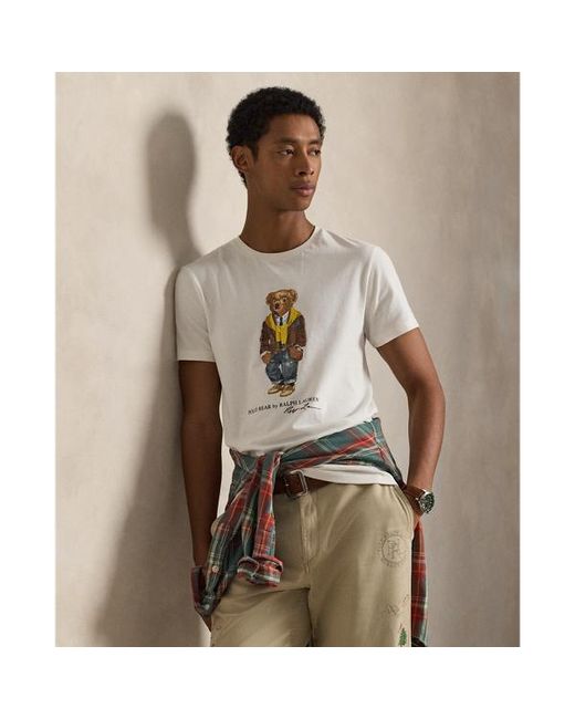 Maglietta Polo Bear Custom Slim-Fit di Polo Ralph Lauren in White da Uomo
