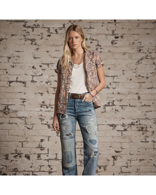 RRL Blue High Boy Fit Repaired Heyland Jean