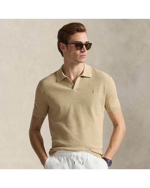 Polo Ralph Lauren Natural Cotton-Linen Polo-Collar Jumper for men