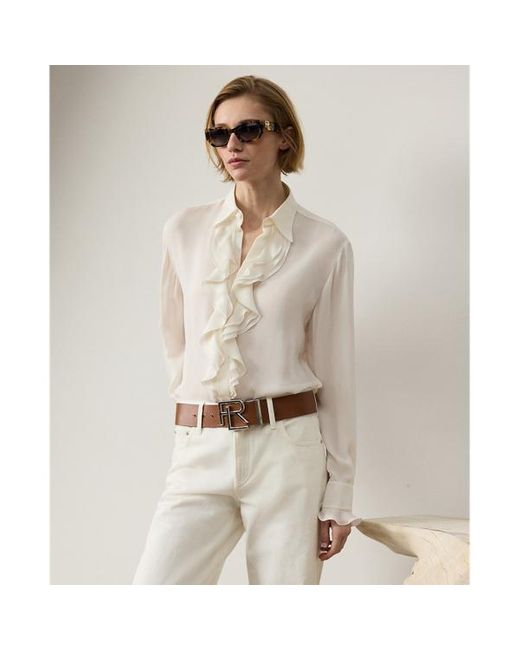 Camicia Addison in georgette di seta di Ralph Lauren in White