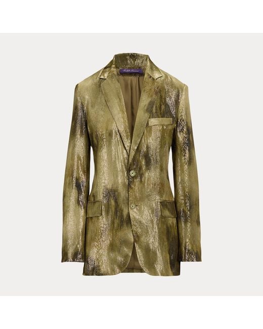 Ralph Lauren Green Marcy Abstract Metallic Jacquard Jacket