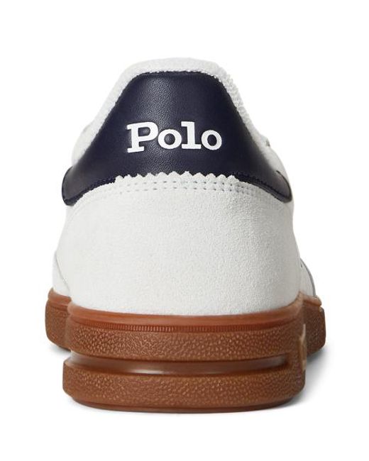 Ralph Lauren White Bedford Leather-Suede Trainer for men