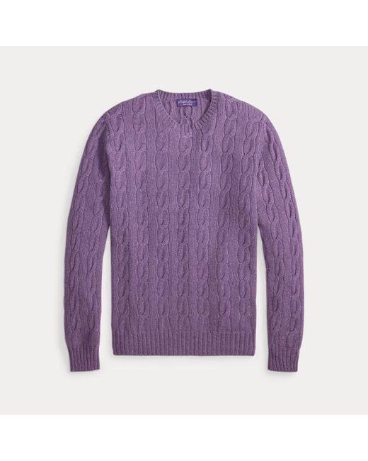 Jersey De Cachemira En Punto De Ochos Ralph Lauren de hombre de color Purple