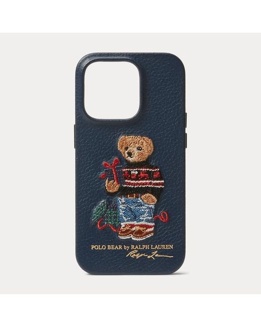 Polo Ralph Lauren Blue Polo Bear Leather Iphone 15 Case for men