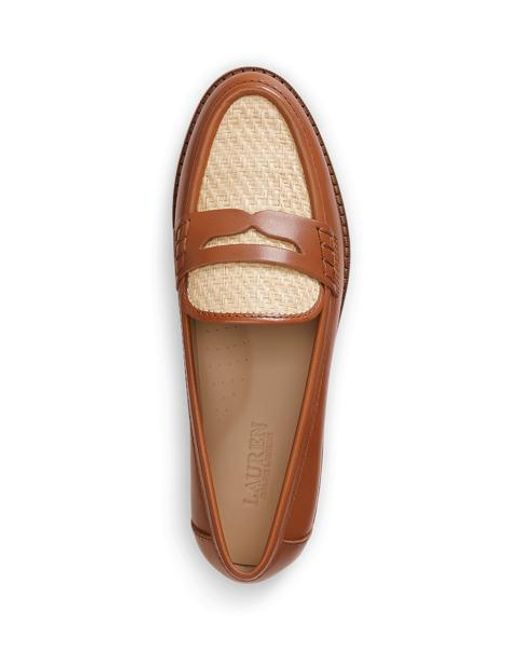 Ralph Lauren Brown Wynnie Leather & Raffia Loafer
