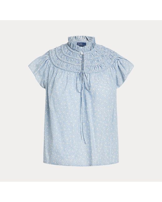 Blusa de gasa de algodón con flores Polo Ralph Lauren de color Blue