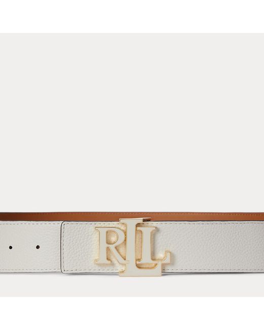 Ralph Lauren Natural Logo Reversible Leather Wide Belt