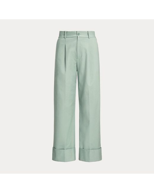 Pantaloni in cotone stretch double-face di Lauren by Ralph Lauren in Green
