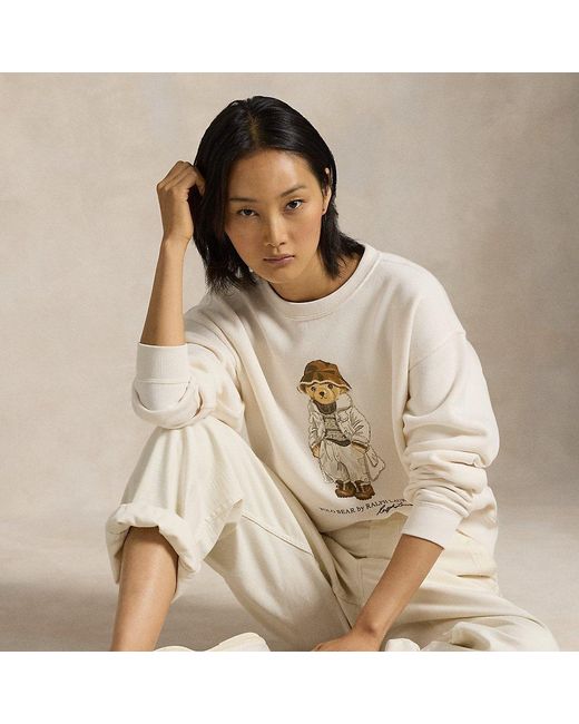 Polo Ralph Lauren White Polo Bear Fleece Crewneck