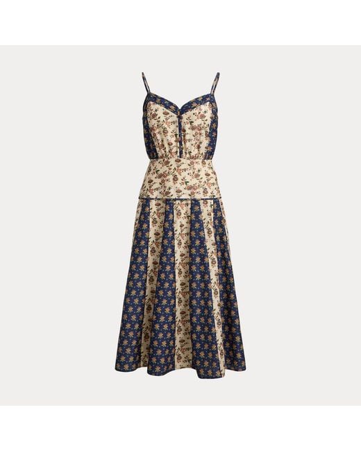 Polo Ralph Lauren Metallic Sleeveless Mixed-Print Panelled Dress