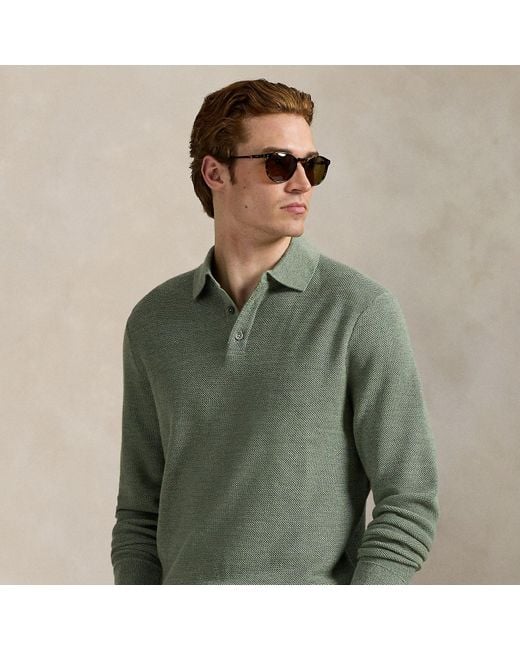 Ralph Lauren Green Ralph Lauren Performance Polo-Collar Sweater for men
