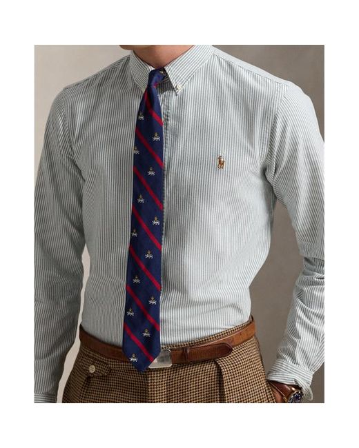 Polo Ralph Lauren Blue Slim Fit Striped Oxford Shirt for men