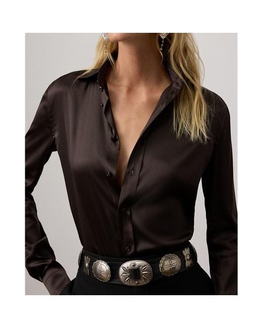 Camicia Cameron in seta Straight-Fit di Ralph Lauren in Black