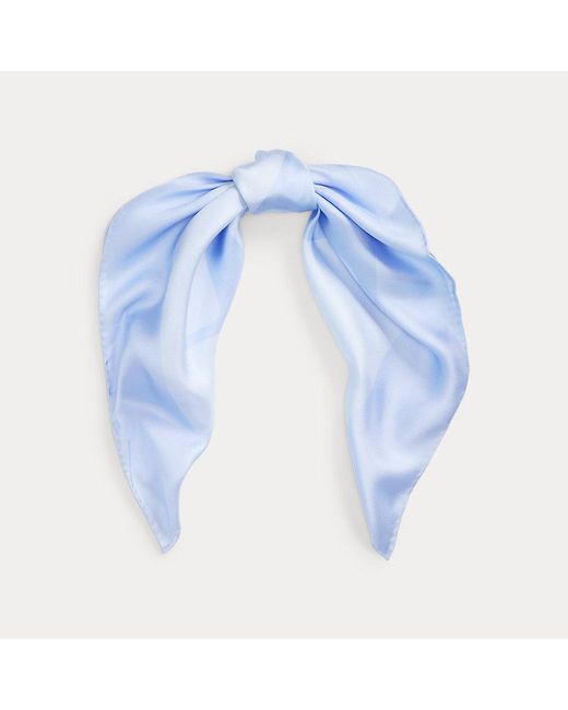 Ralph Lauren Vierkante Zijden Sjaal Met Logoprint in het Blue