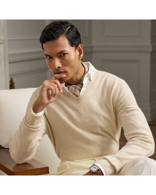 Jersey De Cachemira Con Cuello De Pico Ralph Lauren de hombre de color Natural