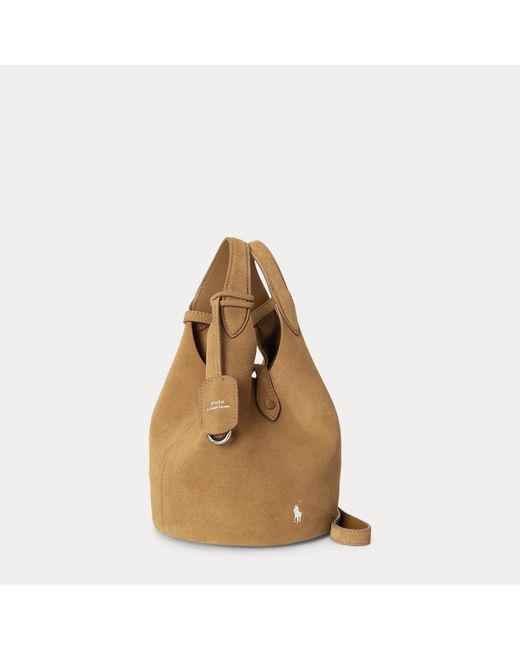 Polo Ralph Lauren Brown Polo Play Suede Small Tote & Crossbody