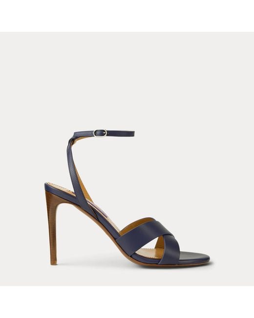 Ralph Lauren Blue Cleary 95 Mm Calfskin Sandal
