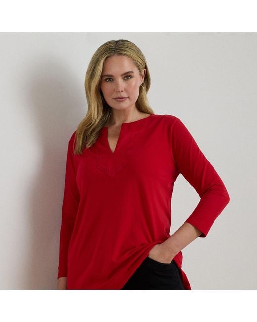Ralph Lauren Red Ralph Lauren Cotton Jersey Three-Quarter-Sleeve Tunic
