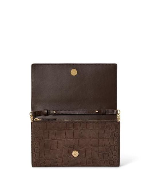 Ralph Lauren Brown Medium Adair Ii Croc-Embossed Crossbody