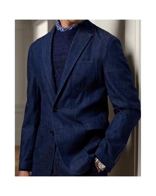 Ralph Lauren Purple Label Blue Kent Hand-tailored Denim Suit Jacket for men