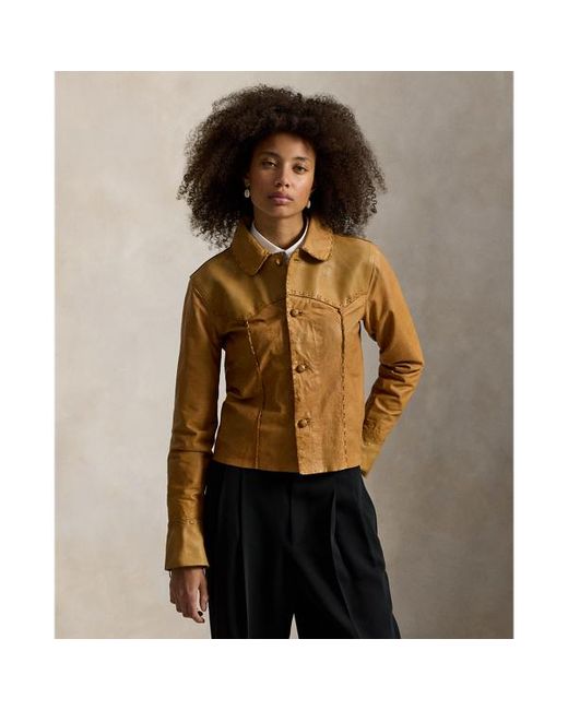 Ralph Lauren Brown Western Leather Shirt Jacket
