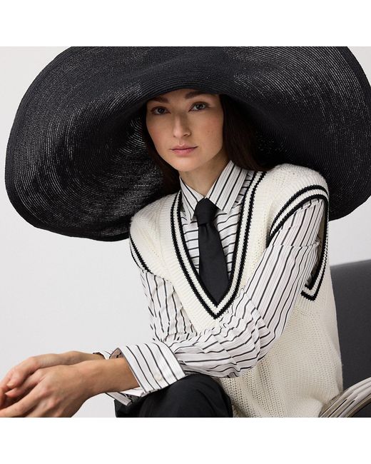 Ralph Lauren Black Hemp-Blend Wide-Brim Hat