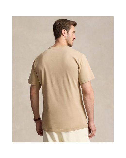 Taglie Plus - Maglietta in jersey con logo ricamato di Ralph Lauren in Natural da Uomo