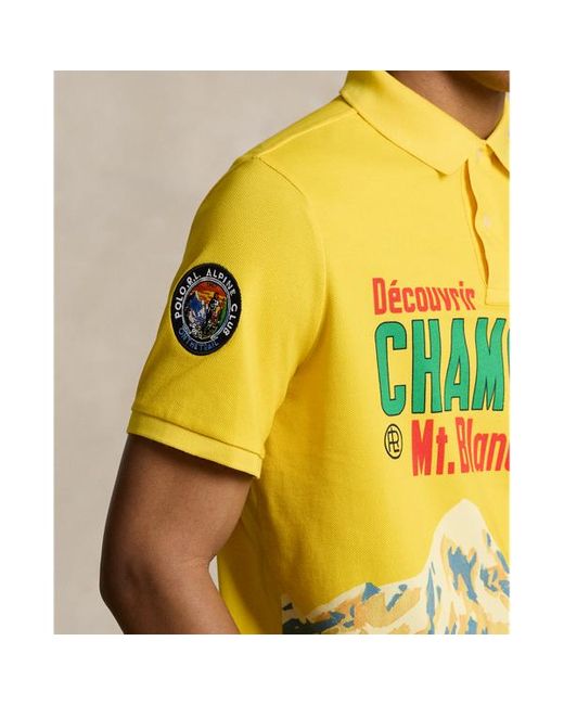 Polo in piqué con grafica Classic-Fit di Polo Ralph Lauren in Yellow da Uomo