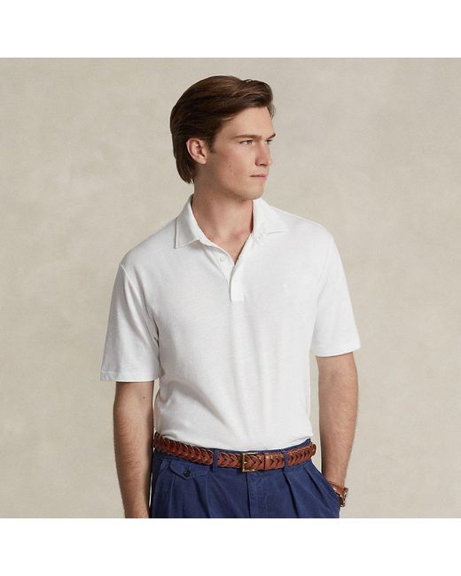 Polo in cotone e lino Classic-Fit di Polo Ralph Lauren in White da Uomo