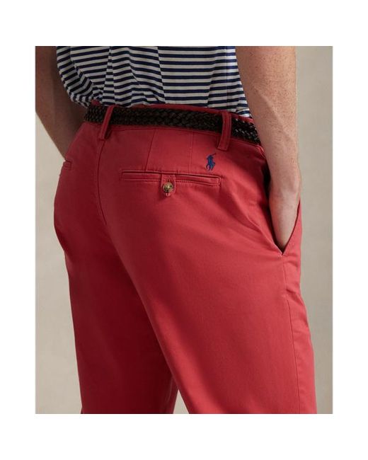 Pantaloni Bedford stretch Straight-Fit di Polo Ralph Lauren in Red da Uomo