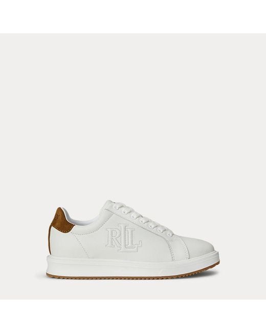 Sneaker Ainsley in pelle e camoscio di Ralph Lauren in White