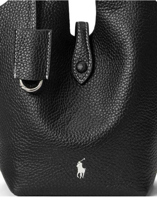 Polo Ralph Lauren Black Polo Play Small Leather Tote & Crossbody