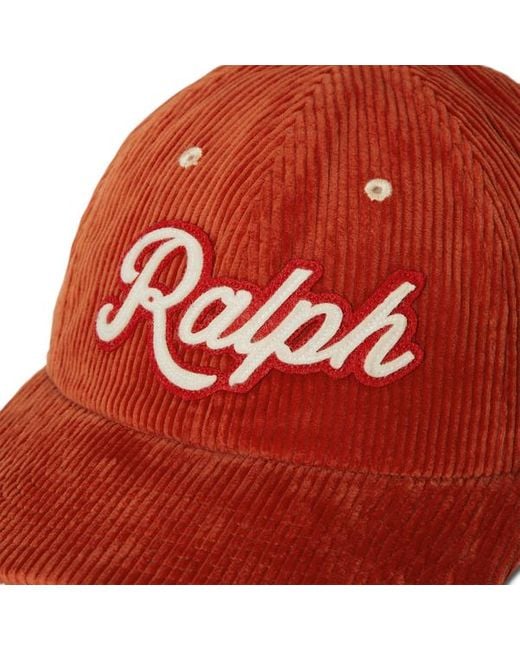 Cappellino in velluto a coste con logo Ralph Lauren di Polo Ralph Lauren in Red da Uomo