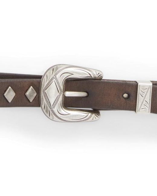RRL Natural Studded Leather Slim Belt