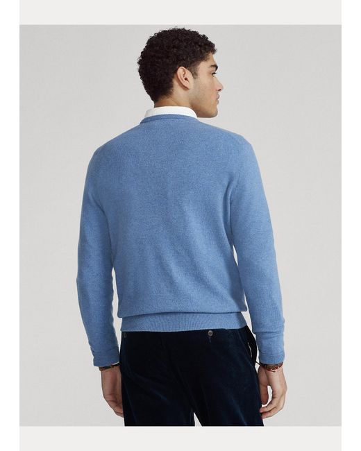 ralph lauren blue v neck jumper
