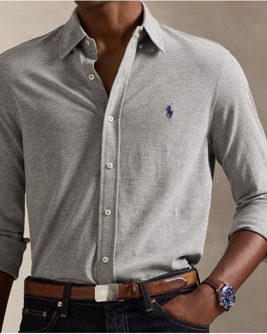 Polo Ralph Lauren Gray Featherweight Mesh Shirt for men