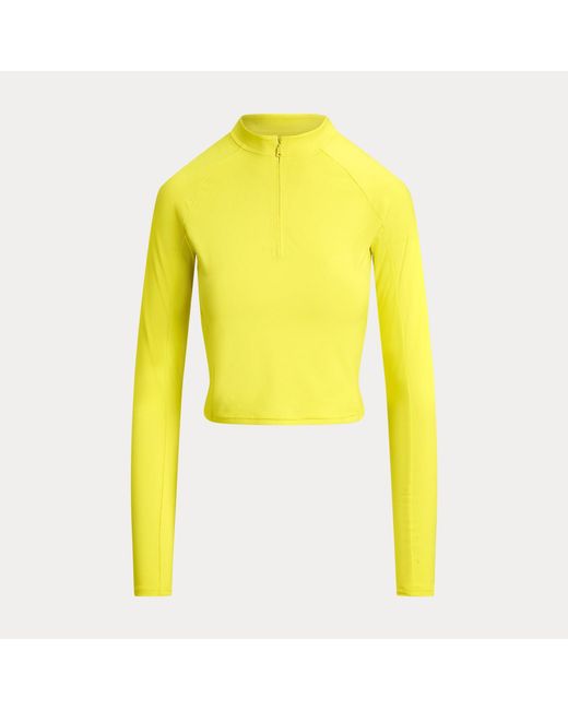 Polo Ralph Lauren Yellow Sueded Jersey Cropped Half-Zip
